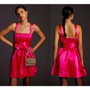 Anthropologie Bow-Tie Satin Mini Dress
